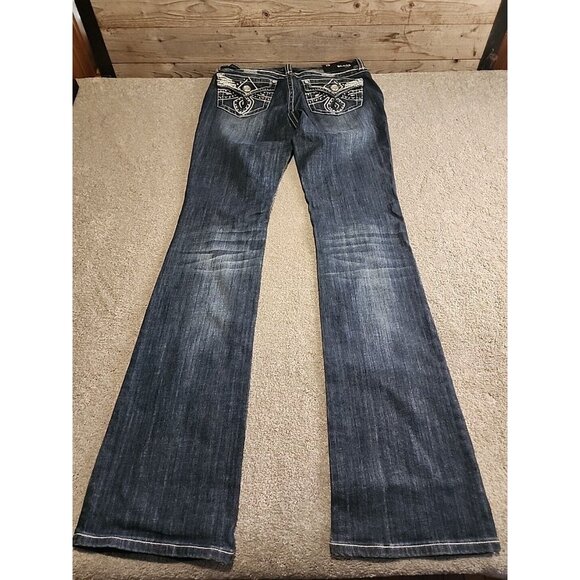 Grace In LA Women's Size 9/28 Embellished Flap Pockets  Heavy Stitch Bootcut - Picture 5 of 16